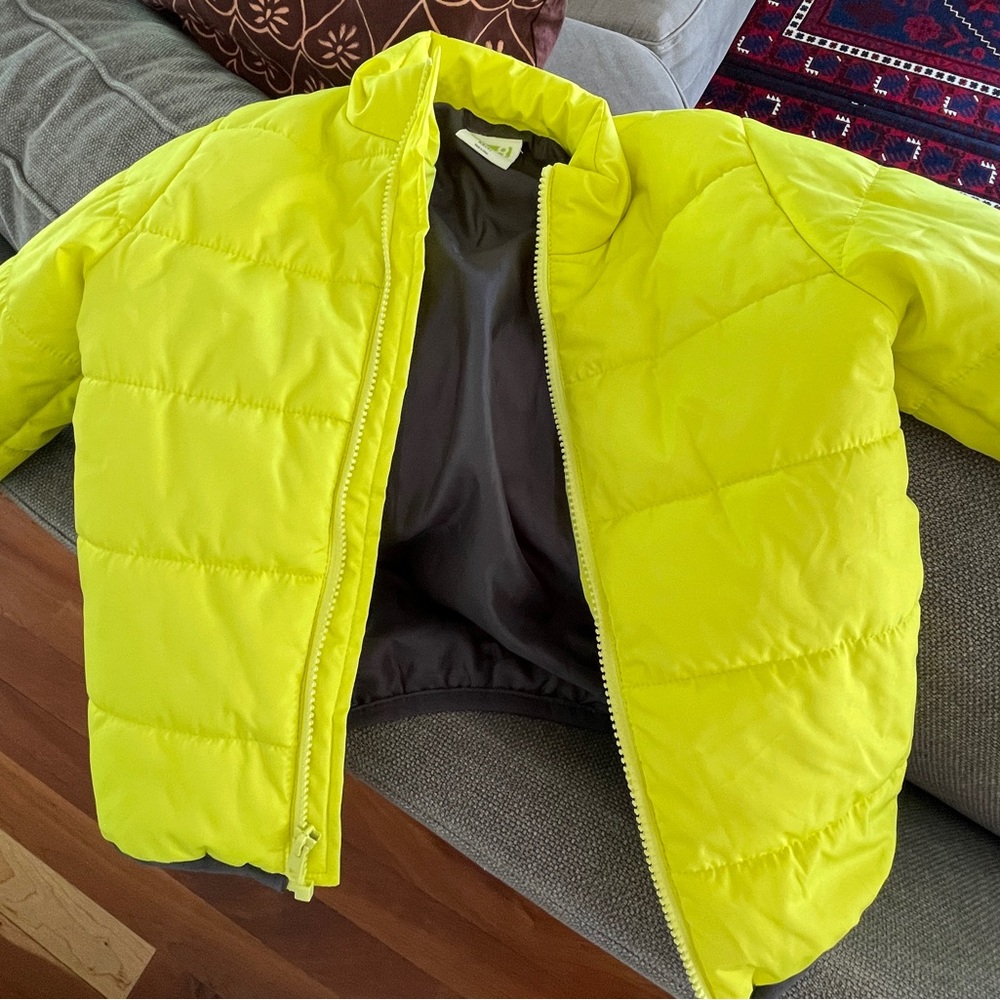 Crazy 8 Lime green Full zip puffer jacket coat  Youth kids size XS 4